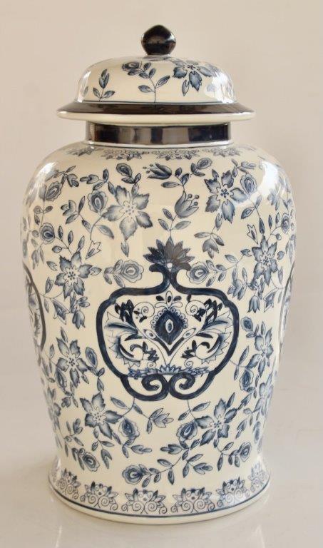 Large Blue Flower Ginger Jar